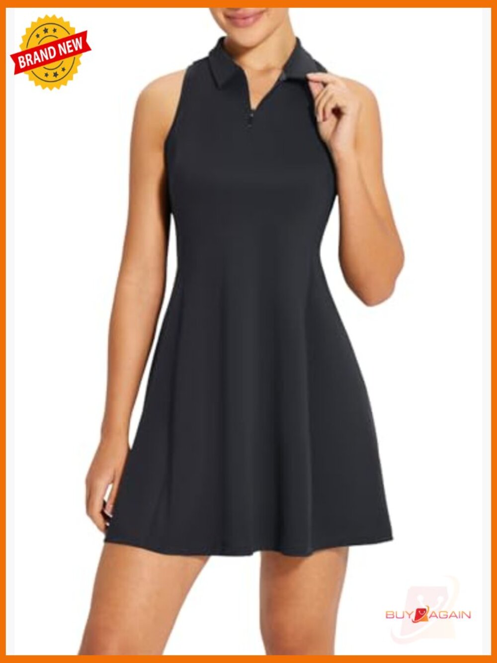 Womens Golf Dress with Built-in Shorts Pockets Racerback - Picture 2 of 7